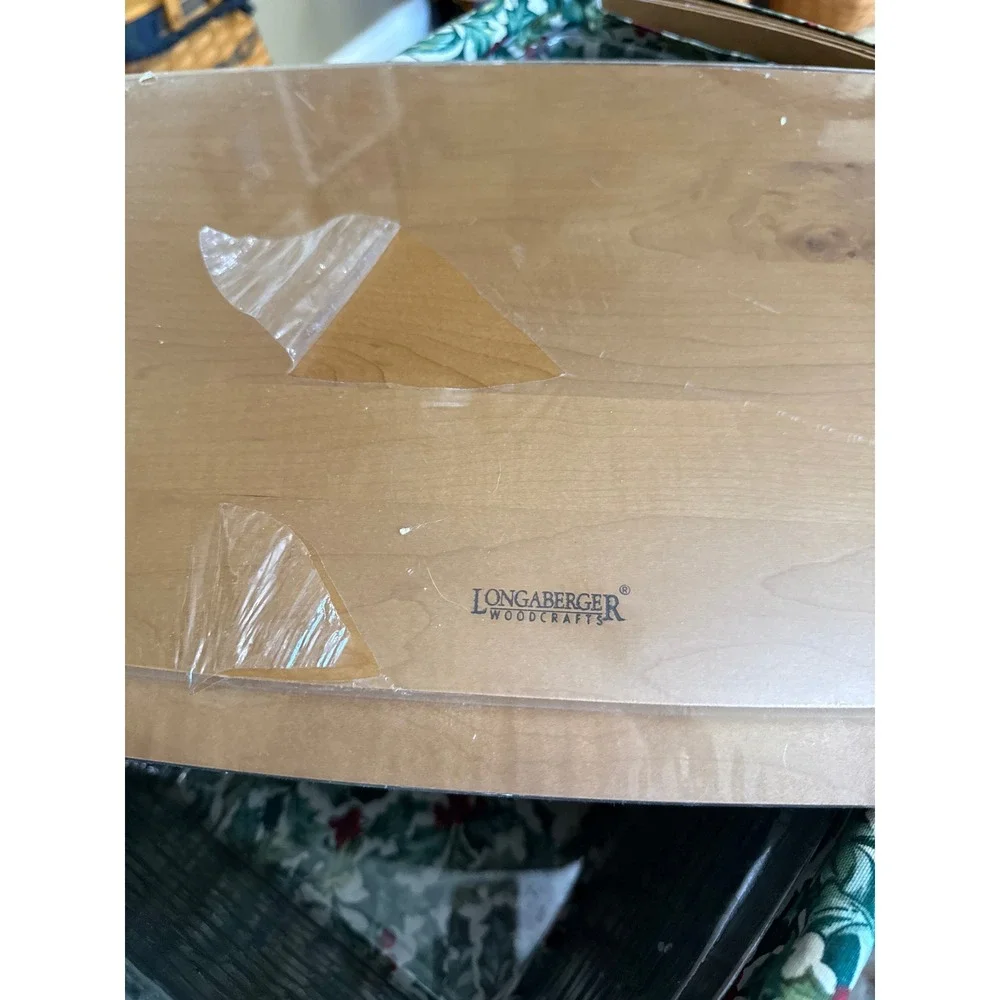 Longaberger Treasures Basket Holly Liner Wood Lid Protector 2002 Handwoven USA